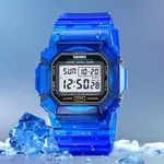 SKMEI 1999 Dual Time Chronograph PU Leather Kid's Watch – Dial Color: White, Strap Color: Blue – Thumbnail 2