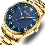 Curren 8409 Roman Number With Stainless Steel Analog Men's Watch – Dial Color: Blue, Strap Color: Gold – Thumbnail 3