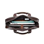 100 % Genuine Leather Briefcase Type Laptop Document Carry Bag – Color: Brown – Thumbnail 2