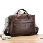 100 % Genuine Leather Briefcase Type Laptop Document Carry Bag – Color: Brown – Thumbnail 1