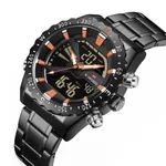 NAVIFORCE NF9136 Stainless Steel Dual Time Men's Watch – Dial Color: Orange, Strap Color: Black – Thumbnail 2