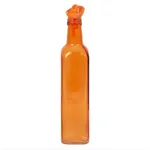 HEREVIN Decorated Square Oil and Vinegar Bottle Orange Colour 500ML  – Thumbnail 1