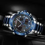 Naviforce 9171 CH Dual Display Quartz Analog Digital Men's Watch – Dial Color: Blue, Strap Color: Silver – Thumbnail 4
