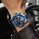 Naviforce 9171 CH Dual Display Quartz Analog Digital Men's Watch – Dial Color: Blue, Strap Color: Silver – Thumbnail 5