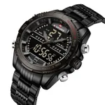 NAVIFORCE NF9195 Stainless Steel Dual Time Men's Watch – Dial Color: Black, Strap Color: Black – Thumbnail 2