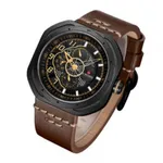 Naviforce NF9141 Rounded Square Quartz Leather Strap Men's Watch – Dial Color: Brown, Strap Color:  Brown  – Thumbnail 2