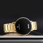 SKMEI 1550 Digital LED Touch Screen Stainless Steel Men's Watch – Dial Color: Blue, Strap Color: Gold  – Thumbnail 2