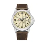 Naviforce NF9177 Top Quality Leather Strap Creative Calendar Unique Fashion Men's Watch – Dial Color: Silver, Strap Color:  Brown  – Thumbnail 1