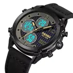 SKMEI 1975 Digital Analog Business Leather Strap Men's Watch – Dial Color: Black, Strap Color: Black – Thumbnail 2