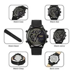 SKMEI 1975 Digital Analog Business Leather Strap Men's Watch – Dial Color: Black, Strap Color: Black – Thumbnail 3