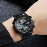 SKMEI 1975 Digital Analog Business Leather Strap Men's Watch – Dial Color: Black, Strap Color: Black – Thumbnail 5
