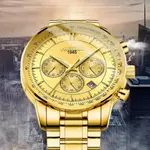 Nibosi 2351 Classic Stainless Steel Multifunctional Chronograph Analog Fashion Men's Watch – Dial Color: Gold, Strap Color: Gold – Thumbnail 2