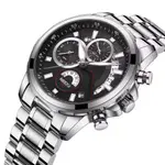 Nibosi 2576 High Quality Stainless Steel Luminous Men's Watch – Dial Color: Black, Strap Color: Silver – Thumbnail 2