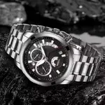 Nibosi 2576 High Quality Stainless Steel Luminous Men's Watch – Dial Color: Black, Strap Color: Silver – Thumbnail 3
