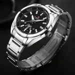 Naviforce NF9038 Luxury Quartz Stailness Steel Men's Watch – Dial Color: Black, Strap Color: Silver – Thumbnail 3
