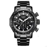 LIGE 9871 Stainless Steel Analog Quartz Casual Men's Watch – Dial Color: Black, Strap Color: Black – Thumbnail 1