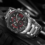 NAVIFORCE NF8017 Multifunction Stainless Steel Quartz Men's Watch – Dial Color: Black, Strap Color: Silver – Thumbnail 3