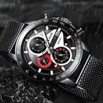 LIGE 9931 Analog Stainless Steel Waterproof Casual Men's Watch  – Dial Color: Red, Strap Color: Black – Thumbnail 2