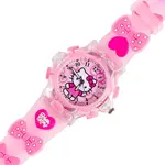Time Up Analog Dial Cartoon 3D Printed Strap & Glowing Light Transparent Watch for Kids – Dial Color: Pink, Strap Color: Pink – Thumbnail 3