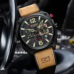 Curren 8398 Luxury Genuine Leather Straps Chronograph Sports Men's Watch – Dial Color: Black, Strap Color:  Brown  – Thumbnail 4