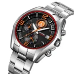 Skmei 9346 Multifunctional Quartz Men's Watch – Dial Color: Orange, Strap Color: Silver – Thumbnail 2