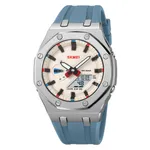 SKMEI 2243 Silicone Quartz Sports Men's Watch – Dial Color: Silver, Strap Color: Blue – Thumbnail 1