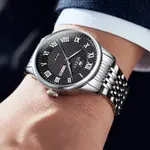 OLEVS 5562 Business Stainless Steel Waterproof Analog Quartz Men's Watch – Dial Color: Black, Strap Color: Silver – Thumbnail 6
