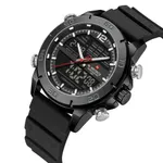 Naviforce 9253-T Stainless Steel Case Luminescent Men's Sports Analog Watch – Dial Color: Black, Strap Color: Black – Thumbnail 2