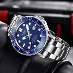 LIGE 8936 Analog Stainless Steel Waterproof Luxury Men's Watch – Dial Color: Blue, Strap Color: Silver – Thumbnail 2