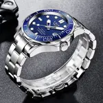 LIGE 8936 Analog Stainless Steel Waterproof Luxury Men's Watch – Dial Color: Blue, Strap Color: Silver – Thumbnail 3