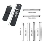 6pcs Ear Cleaning & Pick Set Portable Stainless Steel Set With Lather Case – Color: Black – Thumbnail 2