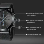 CRRJU 2287 Comfortable Stainless Steel Multifunctional Analog Quartz Mens Watch – Dial Color: Blue, Strap Color: Grey – Thumbnail 4