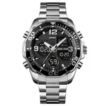Skmei 1649BK Stainless Steel Digital LED Light Analog Men's Watch – Dial Color: Black, Strap Color: Silver – Thumbnail 1