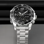 Skmei 1649BK Stainless Steel Digital LED Light Analog Men's Watch – Dial Color: Black, Strap Color: Silver – Thumbnail 4