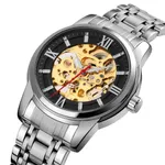 SKMEI 9222 Skeleton Hollow Automatic Mechanical Men's Watch – Dial Color: Black, Strap Color: Silver – Thumbnail 2