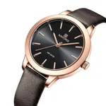 NAVIFORCE 5024 Casual PU Leather Waterproof Quartz Women's Watch – Dial Color: Rose, Strap Color: Black – Thumbnail 2
