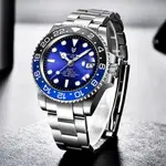 LIGE 6805 Stainless Steel 100ATM Analog Mechanical Casual Men's Watch – Dial Color: Blue, Strap Color: Silver – Thumbnail 2