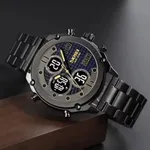 SKMEI 1975 Digital Analog Business Stainless Steel Men's Watch – Dial Color: Black, Strap Color: Black – Thumbnail 4