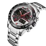 Naviforce 9171 CH Dual Display Quartz Analog Digital Men's Watch – Dial Color: Silver, Strap Color: Silver – Thumbnail 2
