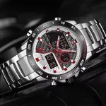 Naviforce 9171 CH Dual Display Quartz Analog Digital Men's Watch – Dial Color: Silver, Strap Color: Silver – Thumbnail 3