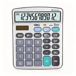 Deli EM19710 Metal-12 Digits Basic Calculator Dual Power – Thumbnail 1