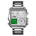SKMEI 1584 Quartz Digital Luxury Business Wrist Men's Watch – Dial Color: Silver, Strap Color: Silver – Thumbnail 1