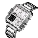 SKMEI 1584 Quartz Digital Luxury Business Wrist Men's Watch – Dial Color: Silver, Strap Color: Silver – Thumbnail 2