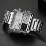 SKMEI 1584 Quartz Digital Luxury Business Wrist Men's Watch – Dial Color: Silver, Strap Color: Silver – Thumbnail 4