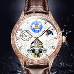 OLEVS 6660 Vintage Mechanical Movement Leather Strap Men's Wristwatch  – Dial Color: White, Strap Color:  Brown  – Thumbnail 2