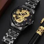SKMEI 9193 Stainless Steel Fashion Business Men's Watch – Dial Color: Black, Strap Color: Black – Thumbnail 3