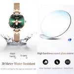 OLEVS 6895L PU Leather Analog Luxury Quartz Watch For Women – Dial Color: Green, Strap Color: Gold  – Thumbnail 3