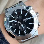 CASIO MTP-E500D-1AV Heavy Duty Stainless Steel Silver Waterproof Chronograph Men's Watch – Dial Color: Black, Strap Color: Silver – Thumbnail 2