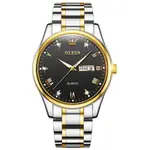 Olevs 5563 Diamond Studded Stainless Steel Waterproof Quartz Analog Watch for Couples – Dial Color: Black, Strap Color: White Gold – Thumbnail 5