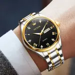 Olevs 5563 Diamond Studded Stainless Steel Waterproof Quartz Analog Watch for Couples – Dial Color: Black, Strap Color: White Gold – Thumbnail 6